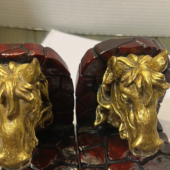 Vtg pair cbk Ltd ceramic horse heads bookends - Picture 6 of 6